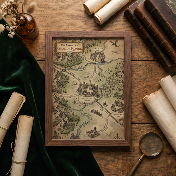 Fantasy map framed print - transform your neighborhood into a realm of adventure