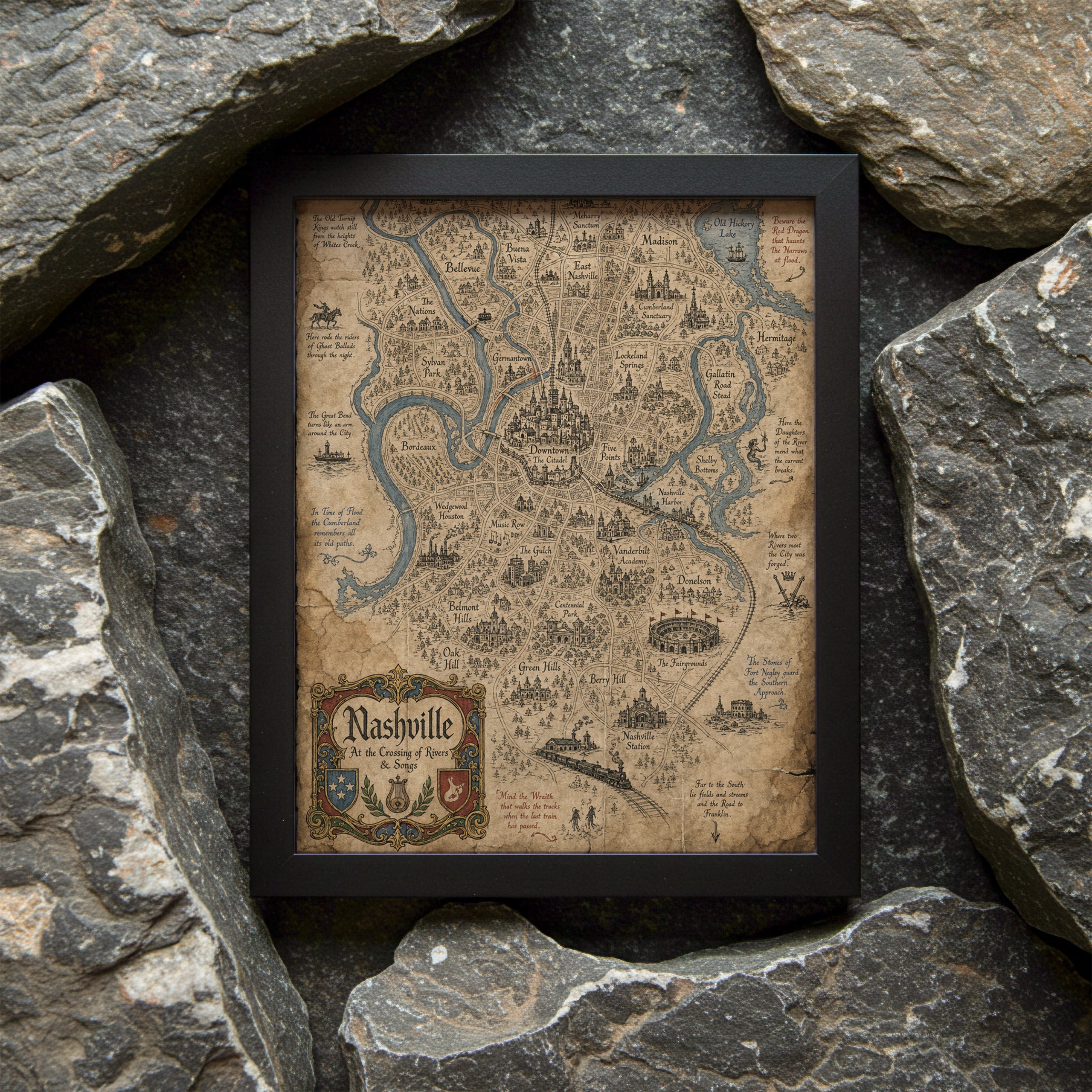 Fantasy map framed print - transform your neighborhood into a realm of adventure