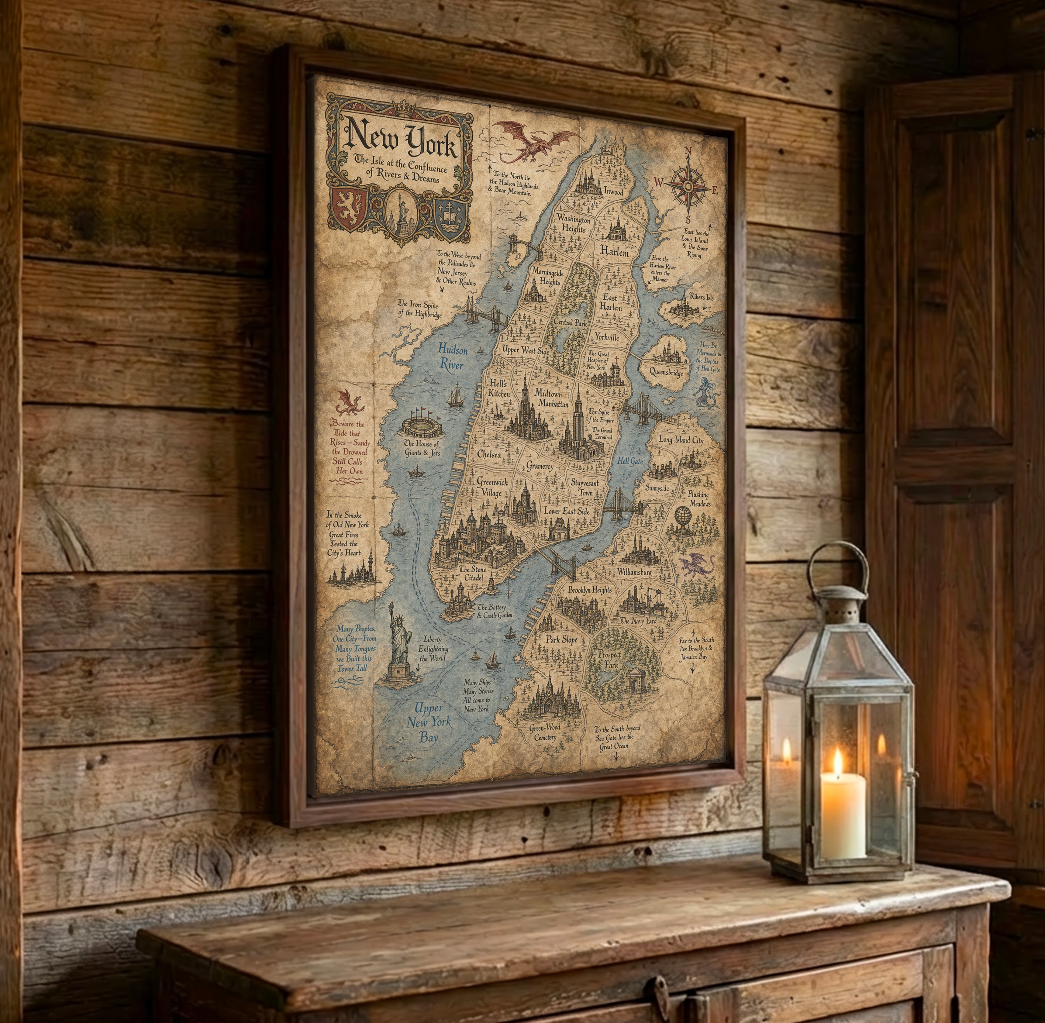 Fantasy map framed print - transform your neighborhood into a realm of adventure