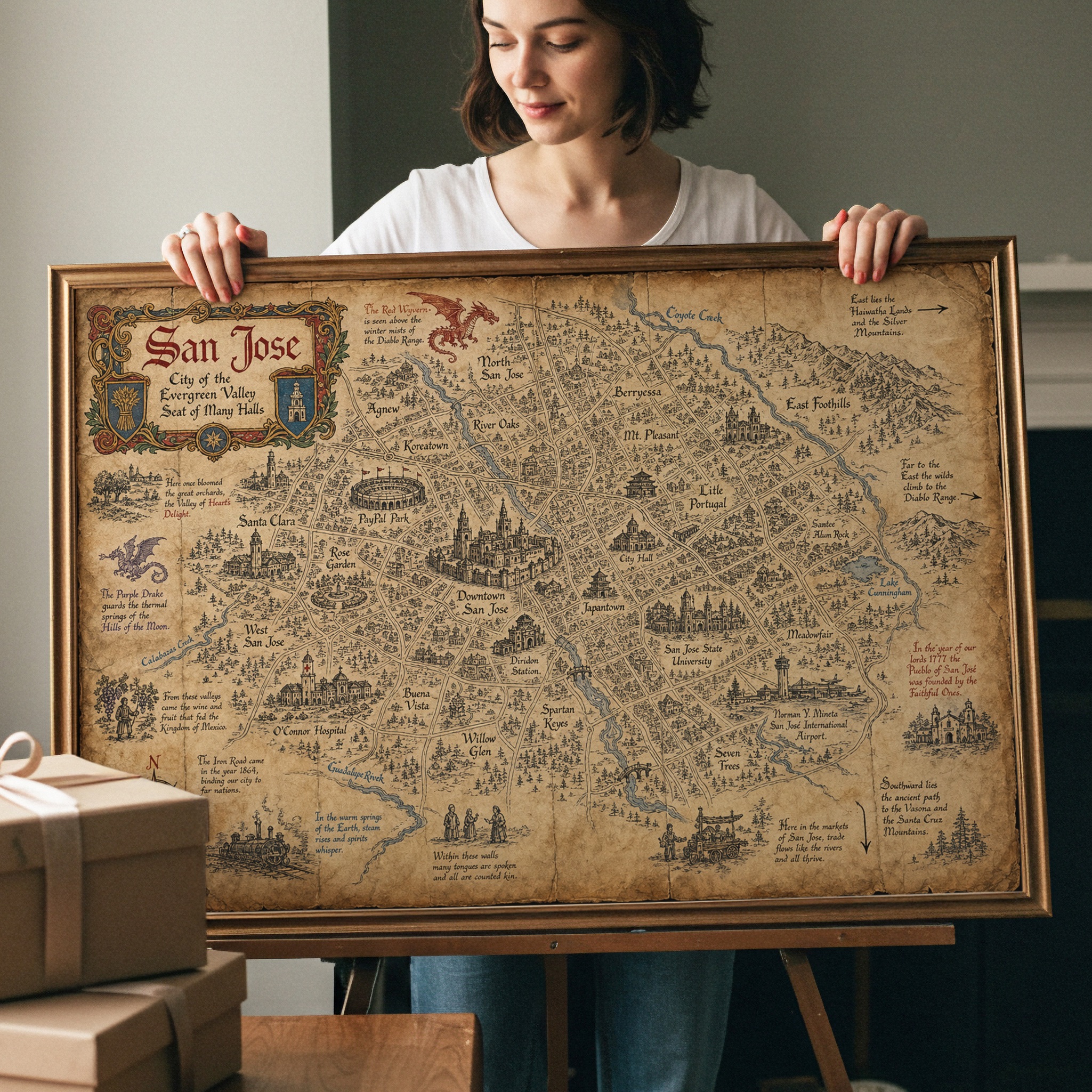 Fantasy map framed print - transform your neighborhood into a realm of adventure